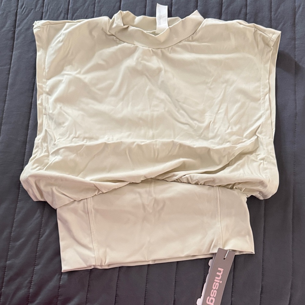 Missguided Light Cream High Neck Top